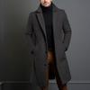 Men's Mid-Length Solid Color Woolen Coat - Warm Autumn/Winter Jacket