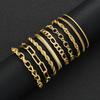 9pcs Simple Punk Chunky Chain Bracelet Set for Women Fashion Metal Snake Twisted Designs Multi Layered Bracelets Daily Jewelry