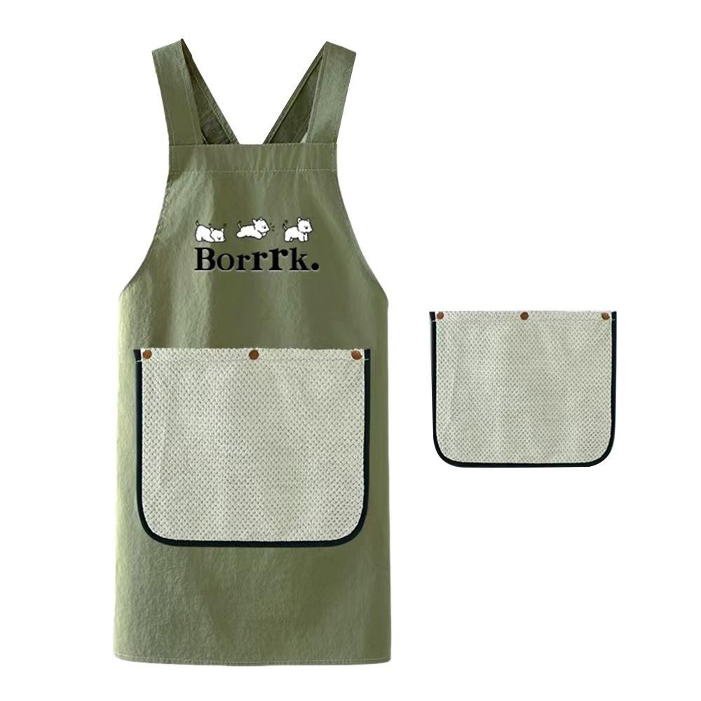 Waterproof Kitchen Apron Anti-fouling Cross Back Restaurant Uniform with Removable Hand Towel Sleeveless Catering Work Clothes
