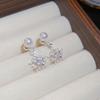 Light Luxury Snowflakes Earrings Pearl Zircon Dangle Earrings  The Year of Horse