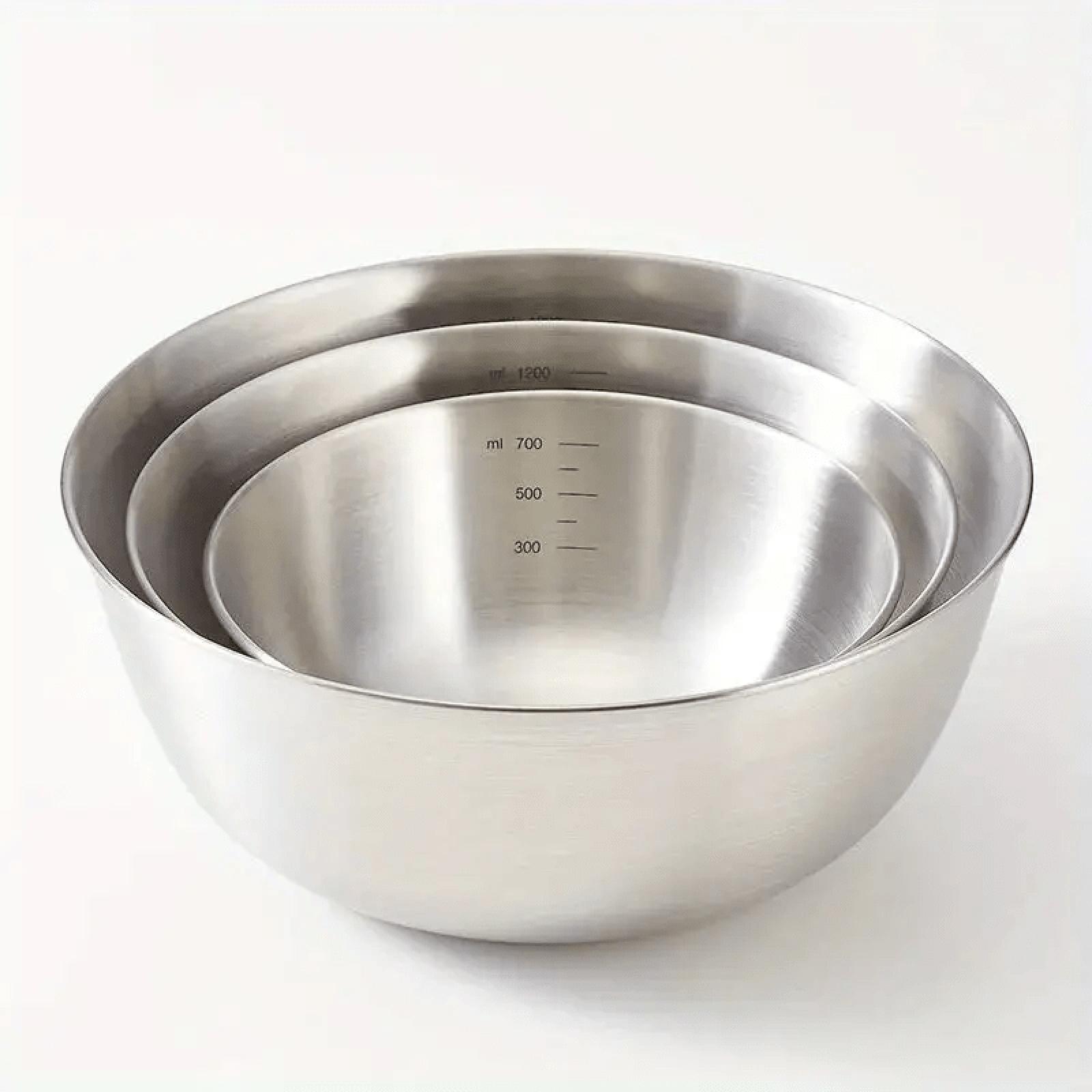 

3pcs Stainless Steel Bowl Set With Scale For Cooking Baking Food Storage Large Capacity Mixing Bowls For Home Kitchen Essentials