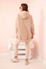 Beżowy Komplet Bluza Oversize Z Kapturem + Legginsy