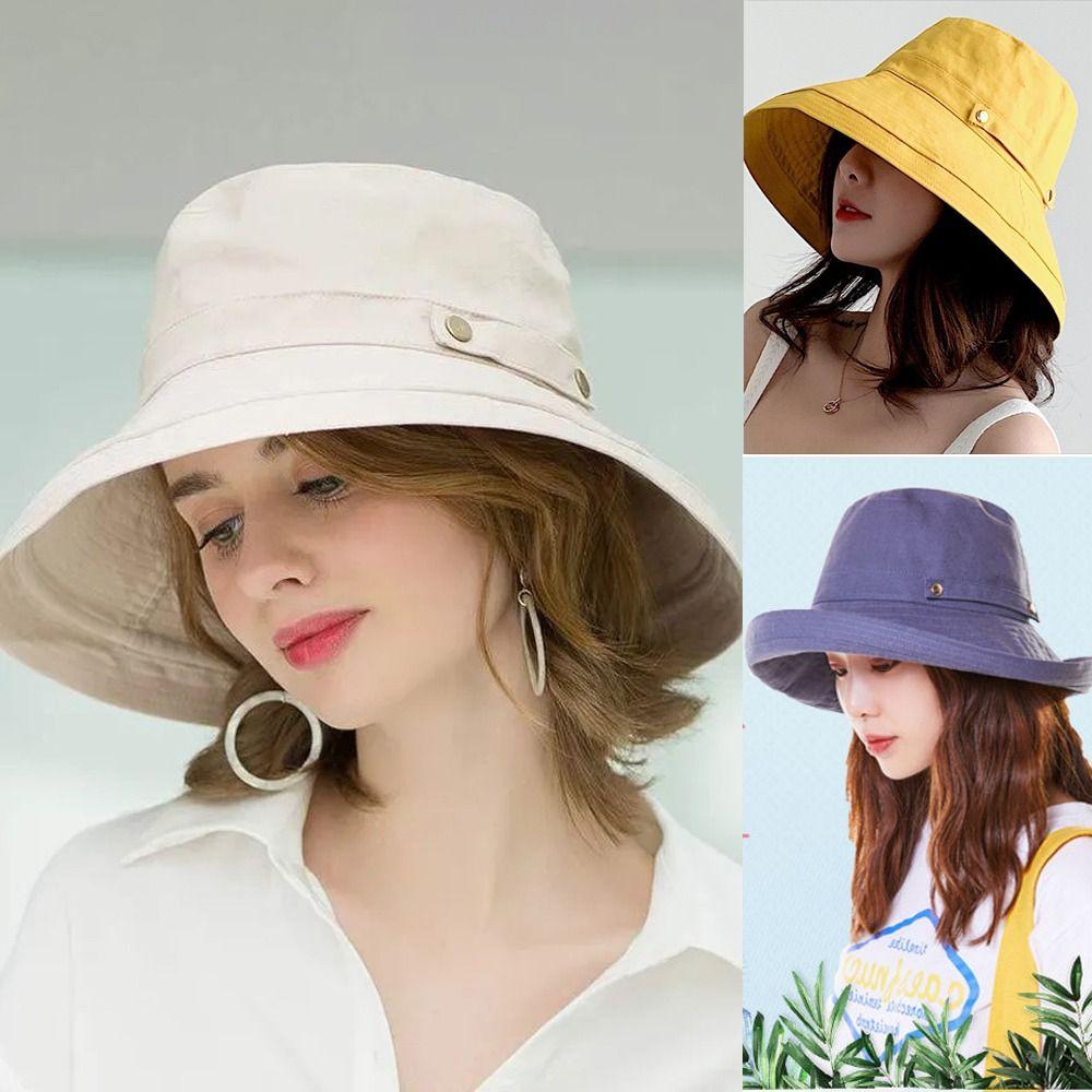 Cotton Linen Women's Sunshade Hat Wide Brim Windproof Hat Versatile Fisherman's Hat  Garden