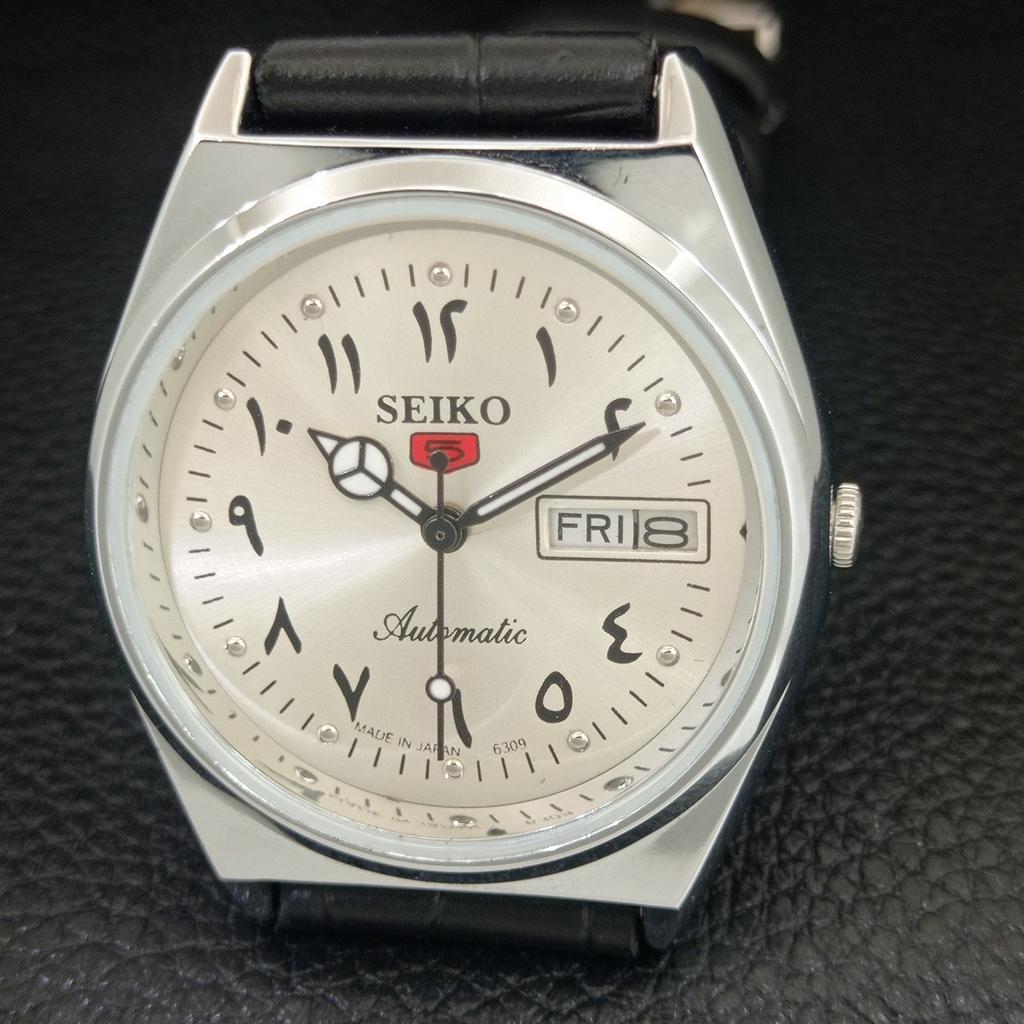 REFURBISHED SEIKO 5 AUTOMATIC 6309A JAPAN MENS VINTAGE SILVER WATCH a442585-1