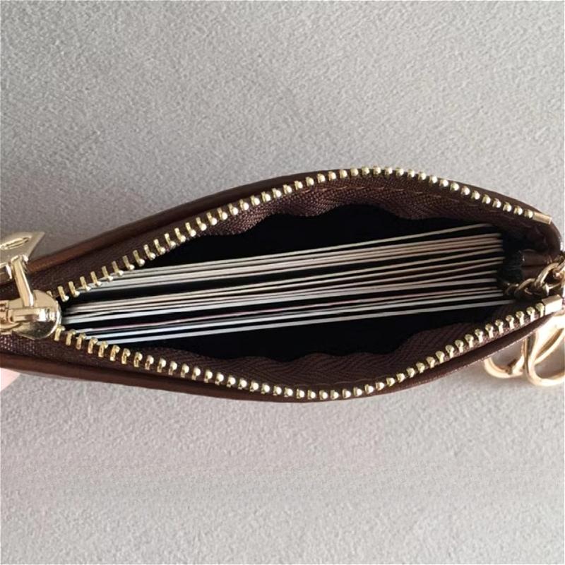 Vintage PU Leather Key Wallet Zipper Coin Purse Mini Key Holder Pouch with Keychain Small Storage Bag for Cash Cards Earphones Lipstick Women Men