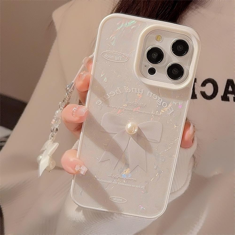 Three-dimensional Pearls Are Suitable for IPhone 14 Phone Cases IPhone 16 Bow Pendants  15promax  and 11 Shells