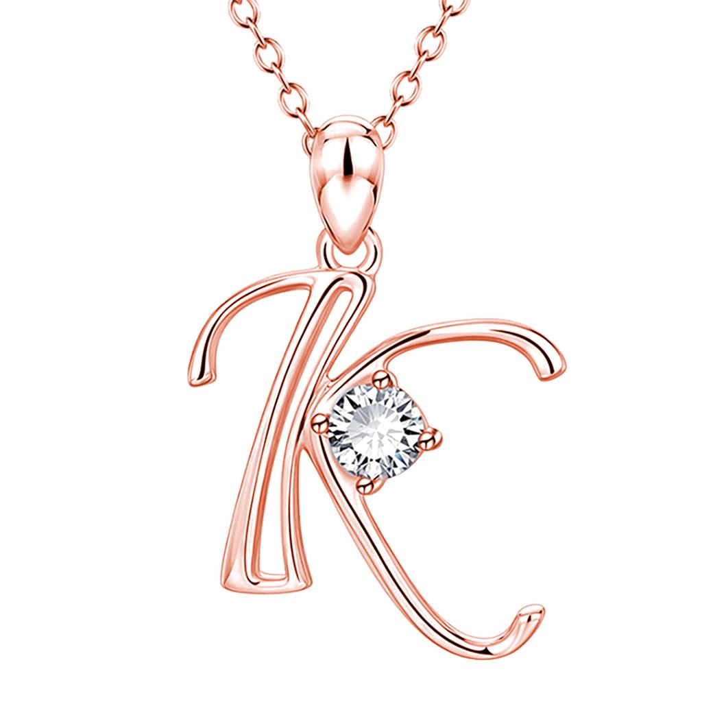 Fashion Alphabet Letter Pendant Necklace with Embedded Crystals Elegant Initial Charm Jewelry for Daily Wear and Special Occasions
