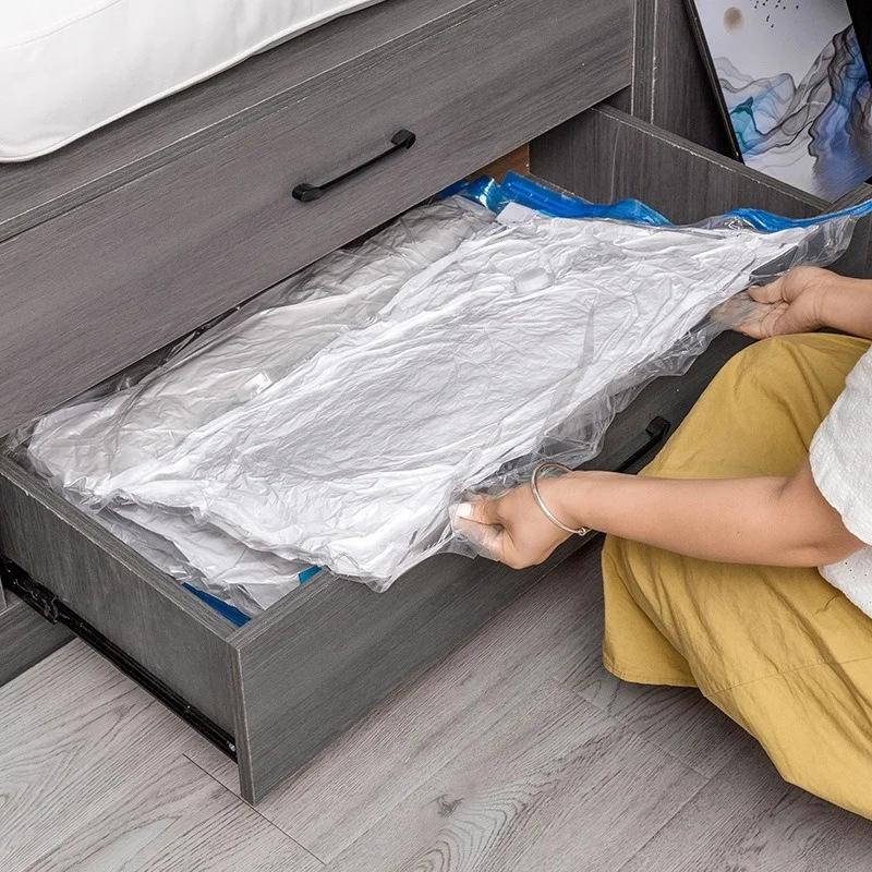 Transparent Vacuum Compression Bag Clothes Quilt Storage Bag Reusable Space Saving Vacuum Compression Bag Hand Pump Organiser