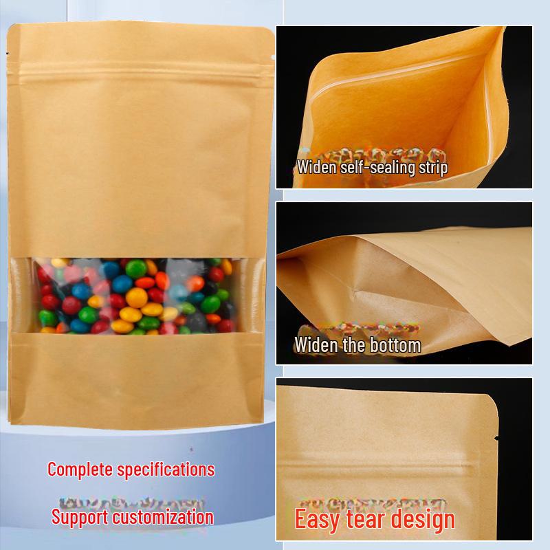 Kraft Kağıt Ziplock Poşetleri - Gıda Sınıfı, Ayakta Duran, Mühürlü Hediye ve Çay Paketleme