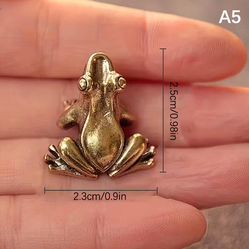 

Винтажная латунная статуэтка лягушки Декор лягушки Очаровательная созерцательная поза Настольное украшение Чайный питомец Фигурка Домашний декор для офиса A5