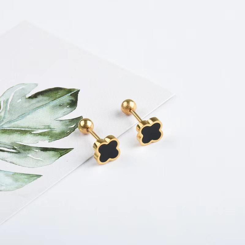 Neue Mini Lucky Clover Ohr Knochen Nagel Titan Stahl Ohrringe Gewinde Schraube Schnalle Einfache Hundert Temperament Damen Ohrringe