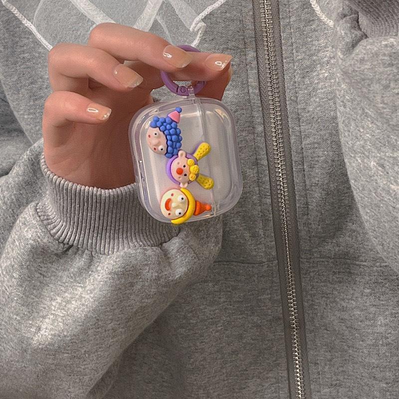 Applicable To Apple Airpods 1 /2 Generation Bluetooth Headset Cover Cute Cute Clown Doll Pro3 Generation Hanging Buckle