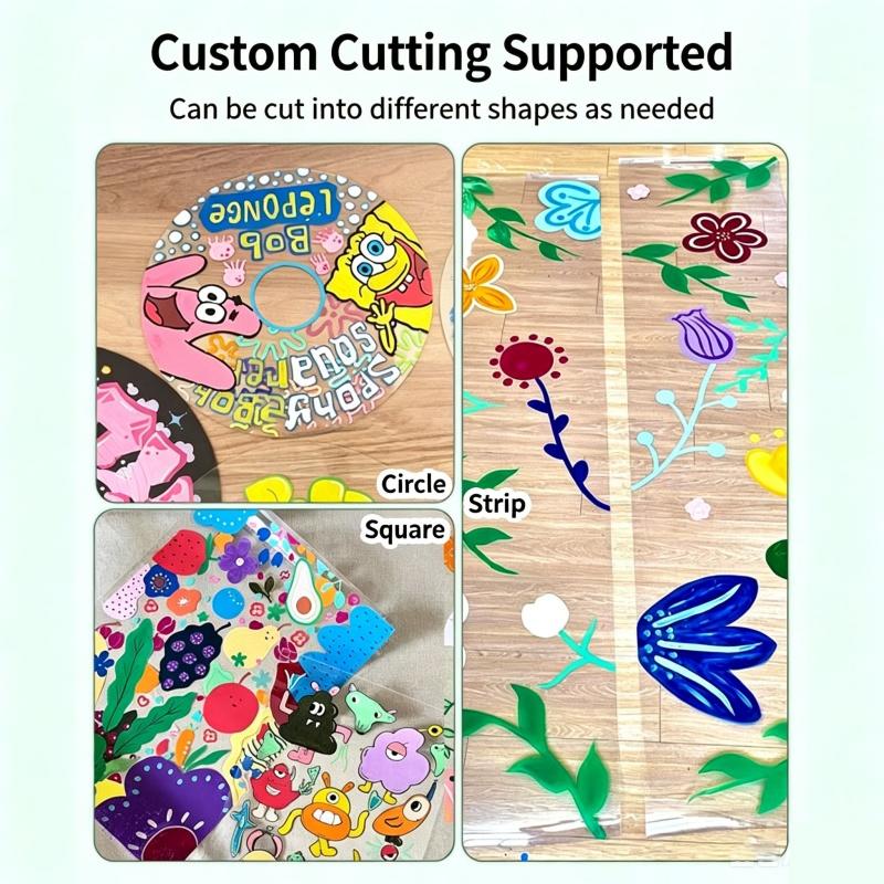 Transparente Selbstklebende Mal- und Graffiti-Folienrolle für Kinder, 2MIL/4MIL Sticker-Kunstpapier Klassenzimmer Heimwanddekor