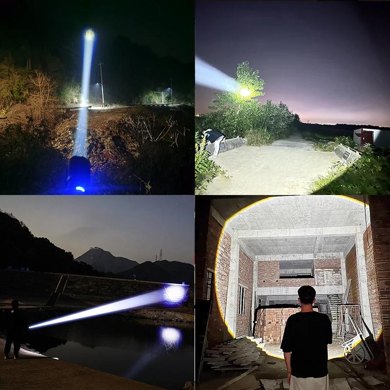 Super Bright LED Flashlights  Rechargeable Long Range Torch 2000m Telescope Zoom Whaterproof Powerful Camping Fishing Lantern