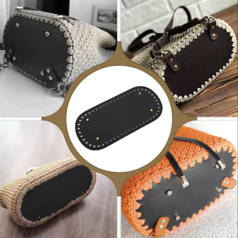 Creative Oval Shape DIY Hand Stitched Woven Bag Cushion Base with Holes Rivet Bottom Accessories