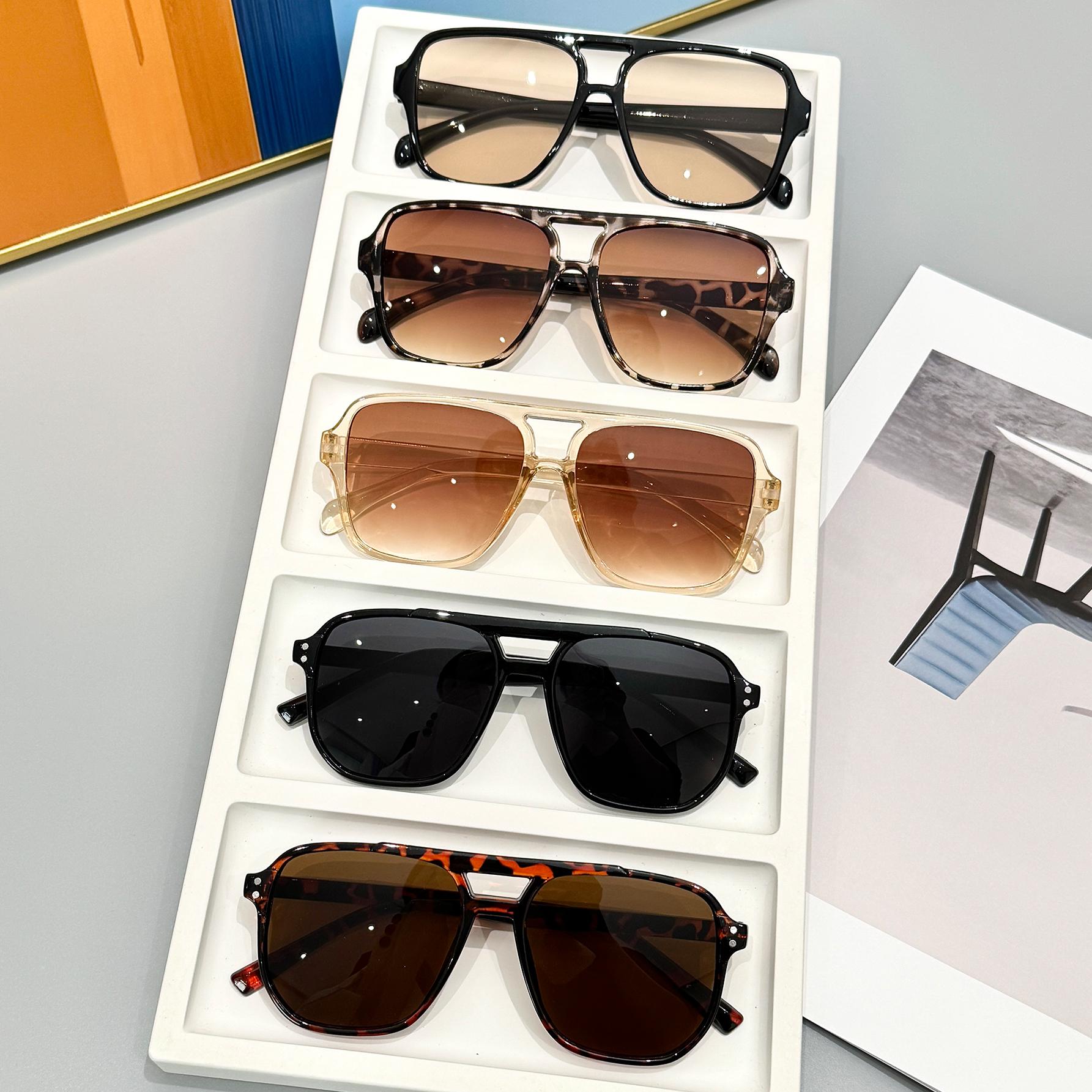 

5Pcs Large Frame Square Multi-Color Combination Glasses Simple Fashion Trendy Decorative Glasses Holiday Gift Combination Set