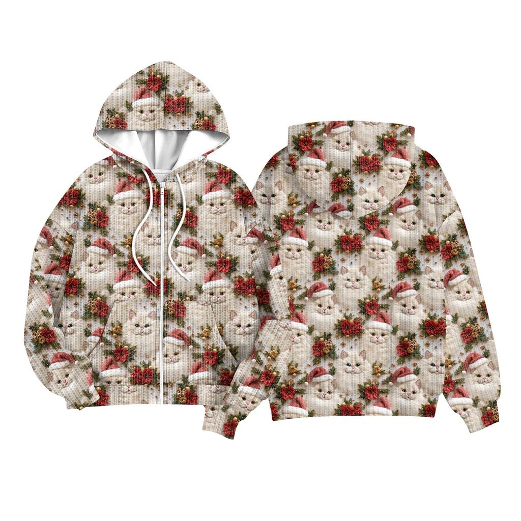 Children Girls And Boys Fashion Jacket Casual Printed Long-sleeved Hooded Cardigan Sweatshirts