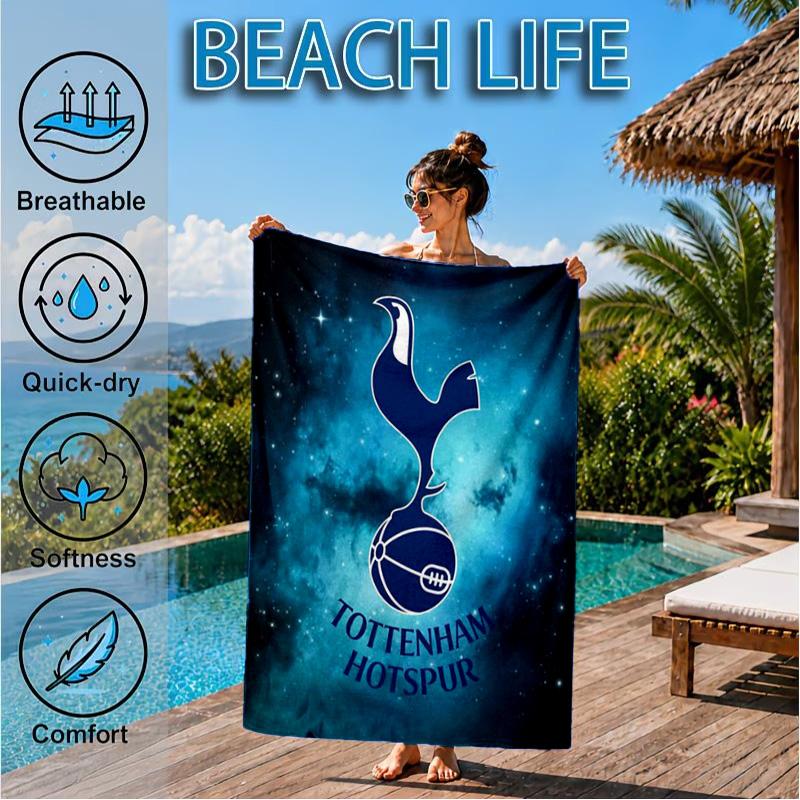 Toalla de Playa de Microfibra con Diseño de Escudo de Club, Suave y Absorbente, Secado Rápido, Ideal para Viajes de Verano, Esencial para la Playa, Piscina