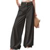 Women's Casual Fashion Color Elastic Waistband Pocket Wide-Leg Straight-Leg Pants