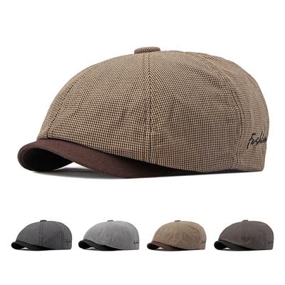 Frühling Sommer Plaid Newsboy Cap Achteckige Mütze für Männer Vintage Barett Mütze Gatsby Flache Ivy Hut Vier Jahreszeiten