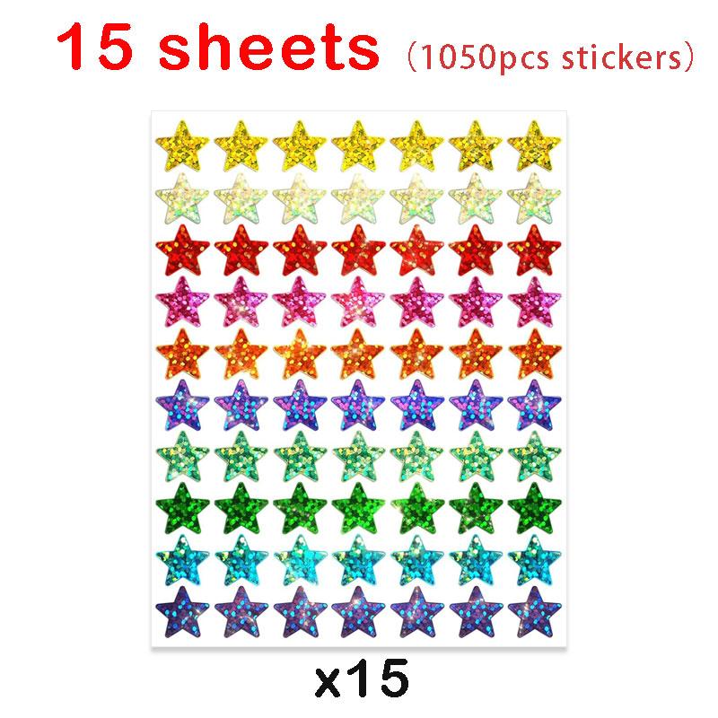 3501050Pcs Colorful Holographic Foil Star Reward Stickers Student Planner Behavior Awards School Classroom Teacher Supplies