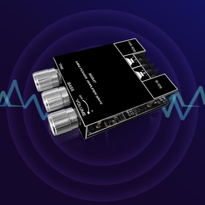 Bluetooth-compatible Stereo Power Amplifier 2x50W 2 Channel Sound Stereo Receiver with TrebleBass for Car Home