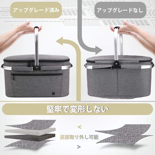 32L Large Capacity Foldable Picnic Basket with Cooler and Insulated Capacity, Aluminum Frame, Heavy-Duty Design, Waterproof, Lightweight, and Perfect