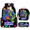 Rainbow Friends Rainbow Friends Student School Bag Digital Printed Oxford Cloth Backpack Satchel Pencil Case