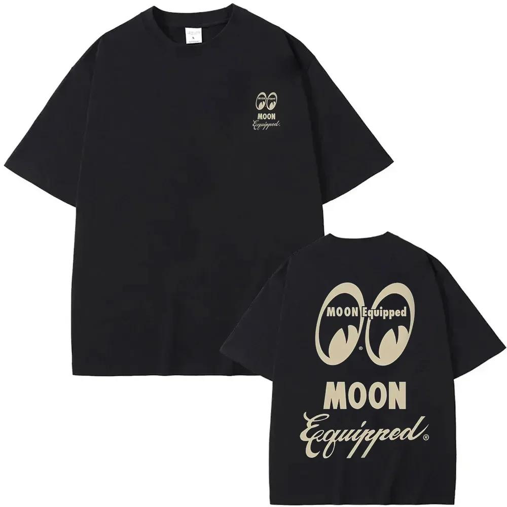 Classic American Tuner Car Culture Mooneyes Moon Graphic Print T-shirt Men Women High-street Hip Hop Fashion Loose Casual Oversized Top Summer New Tee