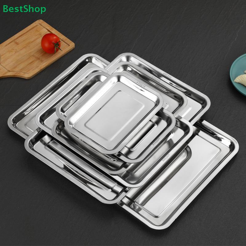 Stainless Steel Rectangular Food Trays Set - Reusable Kitchen Trays for Baking, Food Storage & Catering (Assorted Sizes)