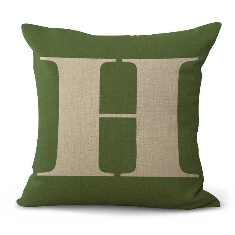Simple Pure Color English Alphabet throw pillow cover with short plush print for living room sofa decoration cushion cover