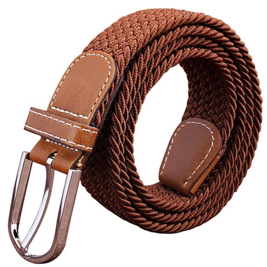 Men's Women's Canvas Plain Webbing Metal Buckle Woven Stretch Waist Belt Strap