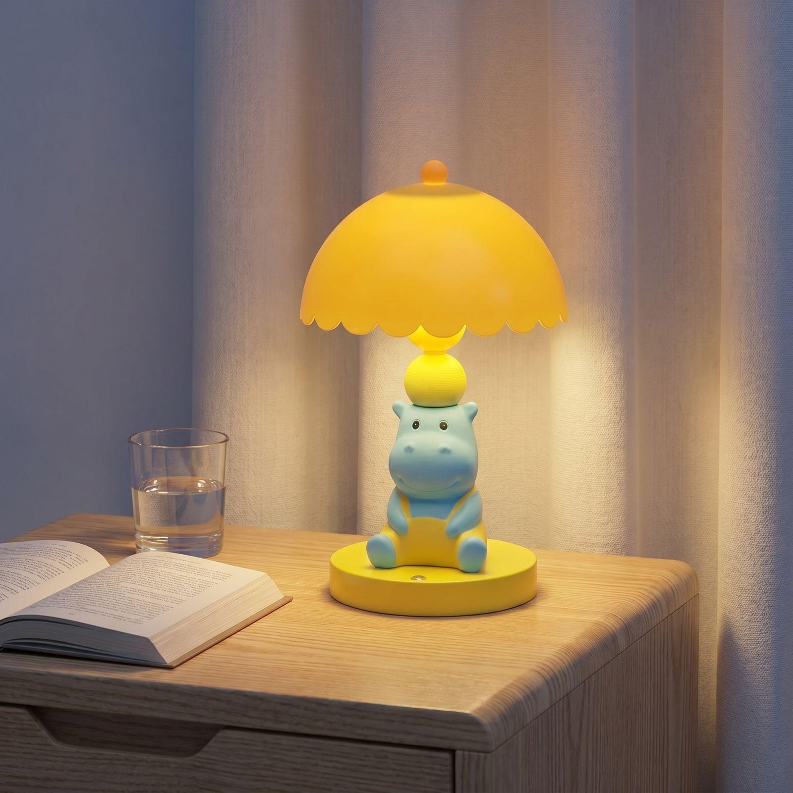 

Creative Hippo Table Lamp with Umbrella Shade Decorative Night Light for Home Living Room Bedroom Desk Use one size жёлтый