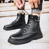 2025 autumn new Martin boots men's high-top locomotive boots casual short boots British style platform small leather shoes