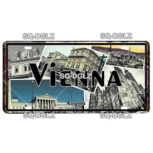 Europe City Plate Metal Sign - Vintage Tin Wall Decor for Bar