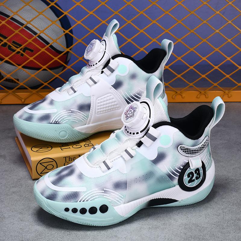 Putian children's mesh basketball shoes summer and autumn boys' actual combat training youth anti-skid rotating buckle running shoes sports
