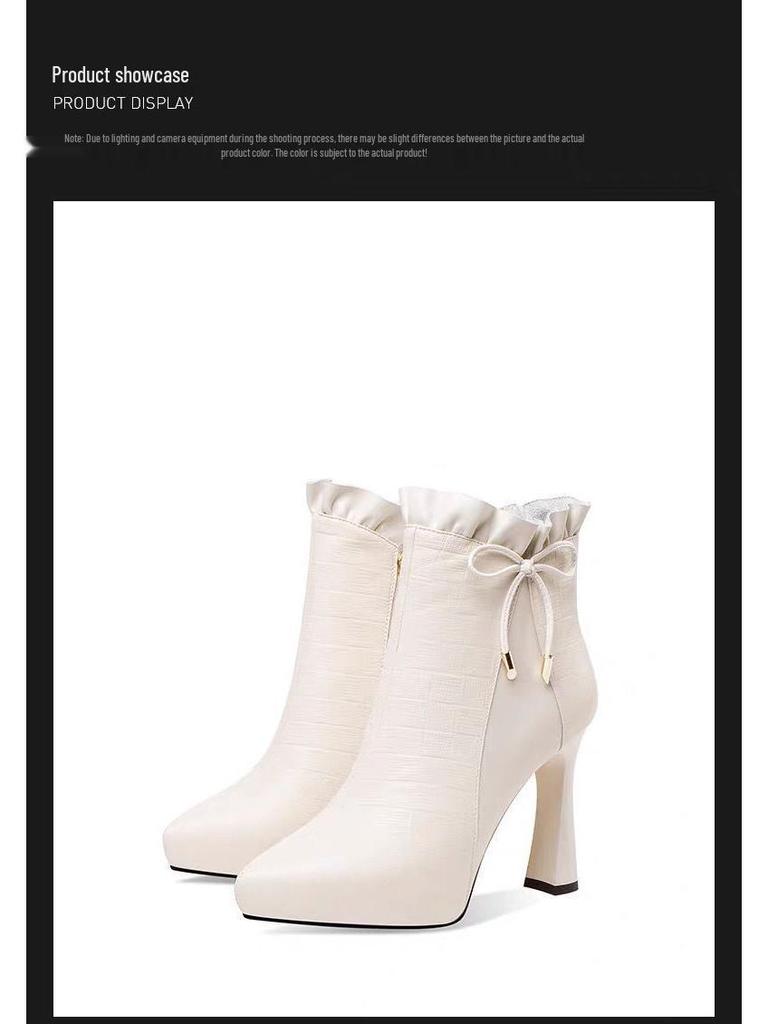 Dámské kotníkové boty na robustním podpatku z pravé kůže se silnou podrážkou a platformou na podzim zimu