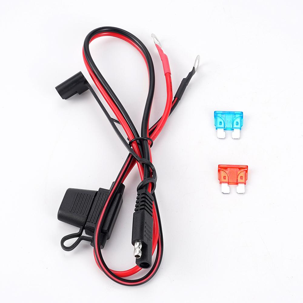 1 Satz 2-poliger Schnelltrennstecker zum O-Anschlusskabelbaum plus ein 10-A-Sicherheitsstück; Ein 15A Sicherheitsfolien-Solarmodul für Motorräder