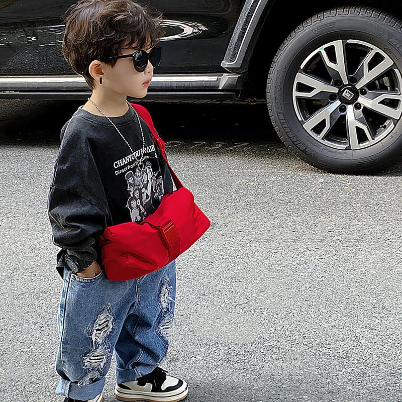 Stylish Boys Crossbody Bag Large Capacity Canvas Shoulder Bag For Kids Outdoor