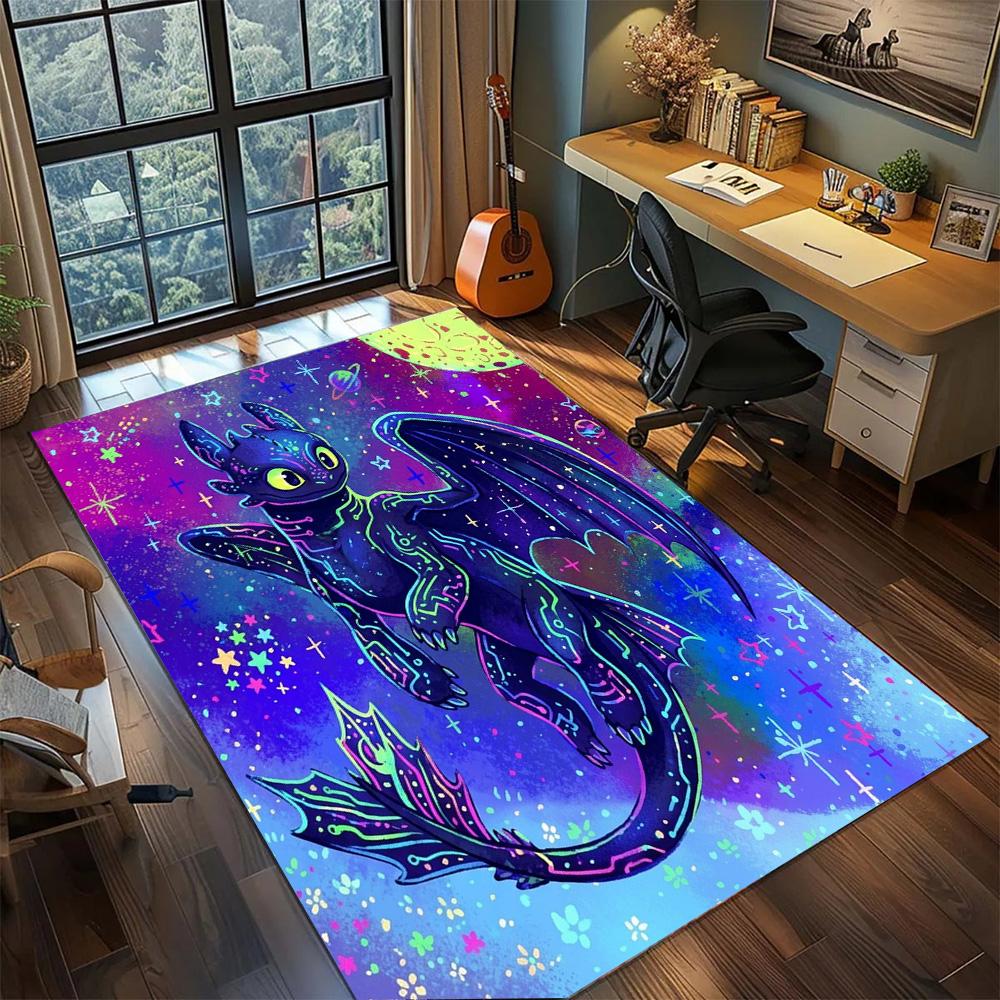 Toothless Night Fury Floor Mat Decor Non Slip Large Area Washable Rug Carpet Bedroom Gamer Room Home.-TING