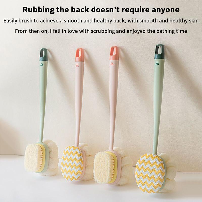 Double Sided Scrubbing Tool Bath Brush Long Handle Soft Fur Bath Brush Detachable Scrubbing Towel Strong Back Rubbing