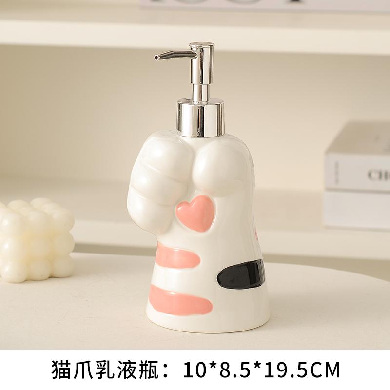 Dozator de Săpun cu Gheare de Pisică Drăguț Hotel Ceramic Sticlă pentru Spălarea Mâinilor Suport pentru Periuțe de Dinți Farfurie pentru Săpun Accesorii Consumabile pentru Baie Acasă