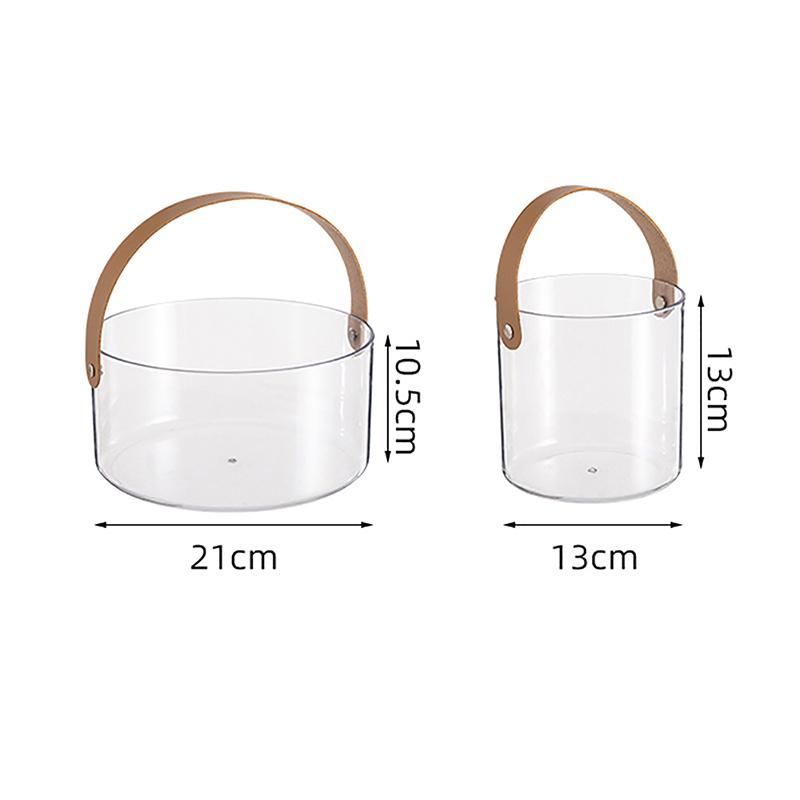 Ins Transparent Desktop Storage Bucket Multi-Functional Storage Box Creative Hand Basket Ice Bucket Fruit Basket Pet Fruit Tray