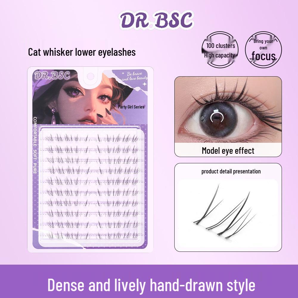 Natural Look Cat's Eye Slanted False Eyelashes: Dense, Hand-Painted, Wild Messy Philtrum Shortening Style