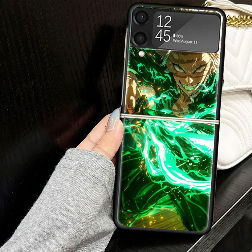 Demon Slayer Shinazugawa Sanemi Case for Samsung Galaxy Z Flip7 Flip6 Flip5 Flip4 Flip3 5G Hard Phone Shell Z Flip 7 6 5 4 3 Bla