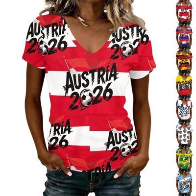 Women's V Neck Short Sleeve Lightweight Summer Top Printed Casual Loose Fit T Shirt for Outdoor Activities and Daily Wear