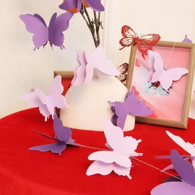 3pcsX2.2m Wedding Room Bedroom Wedding Living Curtains Long Happy Character Latte Flower Decoration Arrangement 3D Set Butterfly