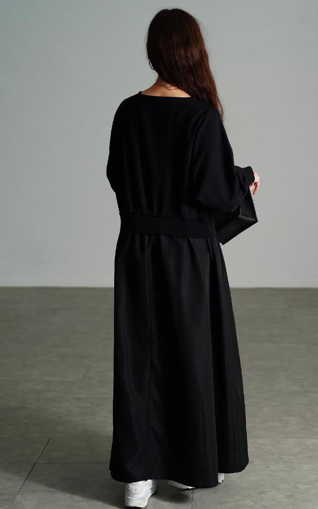 Gold Japan Plus Size Long Dolman Perfect for and Size Women's Dress, Sleeve, Knit, Stretch, Flared, Fall, Winter, Spring, 4L, Black, Sum-0028