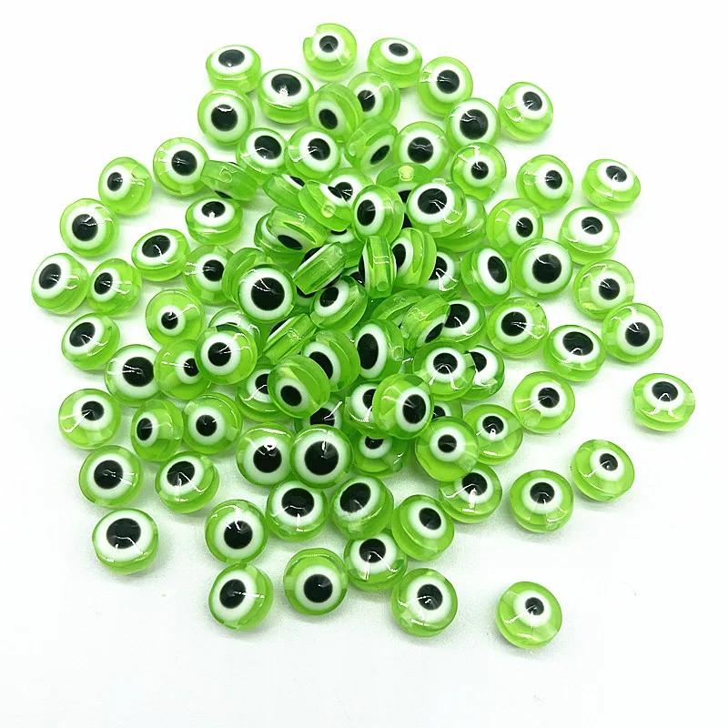 Z12 50pcs/lot 8mm Multicolored Charm Evil Eye Resin Spacer Bead Jewelry Making DIY Handmade Earring Bracelet Trend Accessories