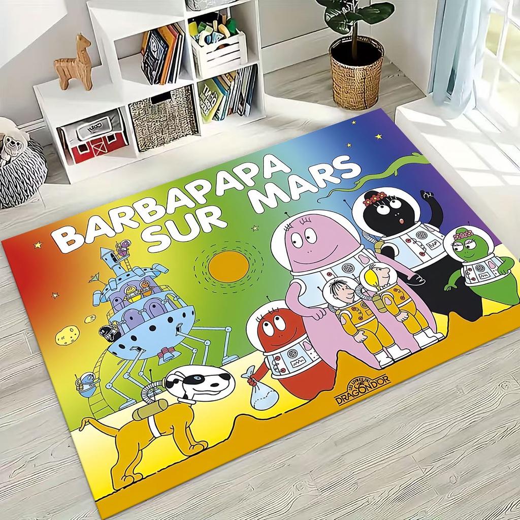 Cartoon Les Barbapapa Barbamama Family Rug for Bedroom Living Room Sofa Home Doormat Decor, Large Kids Play Non-slip Floor Mat